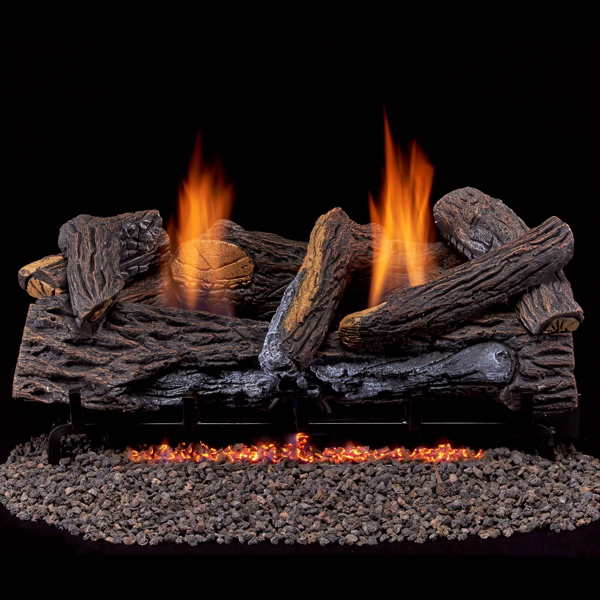 Duluth Forge Vent-Free Indoor Gas Log Set — 24in. Stacked Oak, 33,000 BTU, Thermostat Remote Control, Propane, Model# DLS-L24R-2